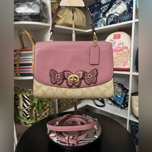 Coach Pink Butterfly Tilly Top Handle Bag